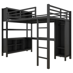 English Elm Full Size Car Shaped Kids Platform Bed with Storage Drawers Integrated Desk Pine Wood Black W1580S00592