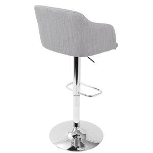 English Elm Daniella Upholstered Adjustable Swivel Barstool in Light Grey — Bucket Seat, Chrome Footrest, 360° Comfort B202P222288