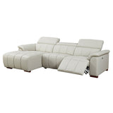 Modern Leather L-Shaped Reclining Sofa with Electric Control, USB Port & Headrest, for Living Room & Office