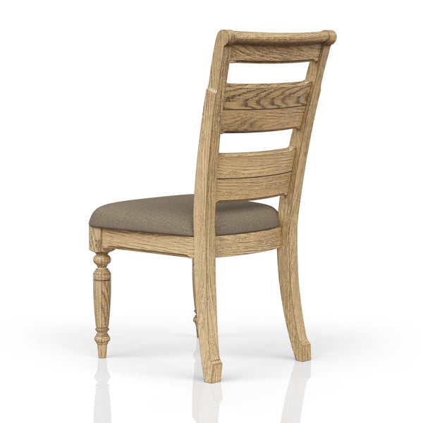 English Elm Ladder Solid Wood Counter Stool with Upholstered Seat, Ladder-Back Comfort and Turned Legs, Warm Finish Caramel 41 L x 20 W x 13.5 H B2699P355855