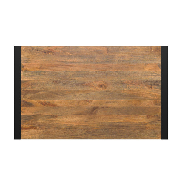 English Elm McKenzie Solid Mango Wood Dining Table Light Tobacco Finish with Black Iron Legs, 66"x40" Rustic Modern B136P203503