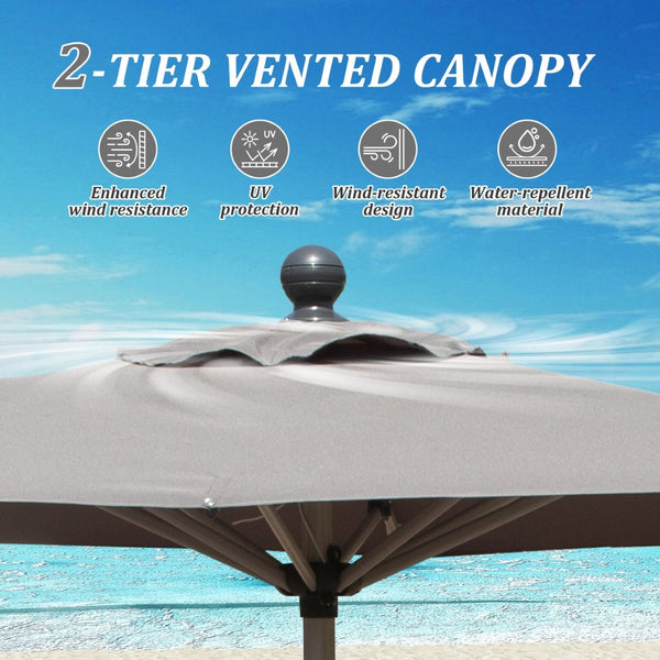 English Elm Rectangle Patio Umbrella With Crank Lift & Adjustable Tilt - Stylish Grey Shade For Outdoors W1859P320942-GIGA