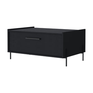 English Elm Glendale Modern Coffee Table with Flip-Down Door and Open Shelf, Scratch-Resistant Melamine Storage Black 33.5 L x 23.6 W x 2.8 H B128P244986