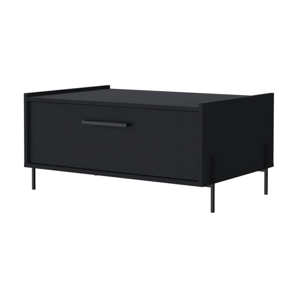 English Elm Glendale Modern Coffee Table with Flip-Down Door and Open Shelf, Scratch-Resistant Melamine Storage Black 33.5 L x 23.6 W x 2.8 H B128P244986