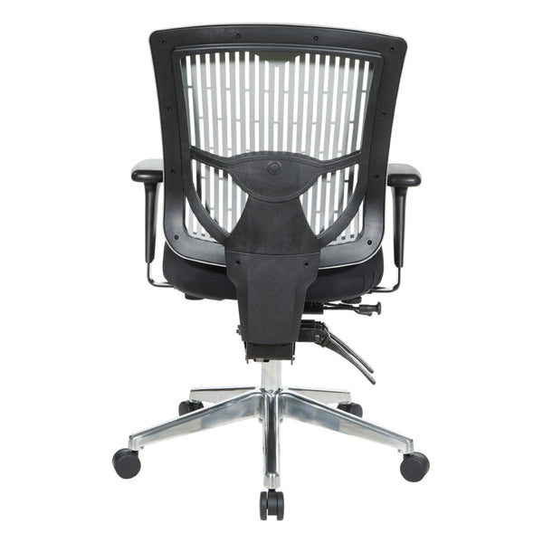 OSP Home Furnishings Contoured Ergonomic Manager Chair with Lumbar Support Foam Seat and Chrome Rolling Base 97898CGY-30