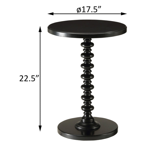 English Elm Black Round Wooden Side Table with Turned Pedestal Base, Solid Wood Accent Table for Cozy Nooks, Farmhouse to Traditional Style B062P181368