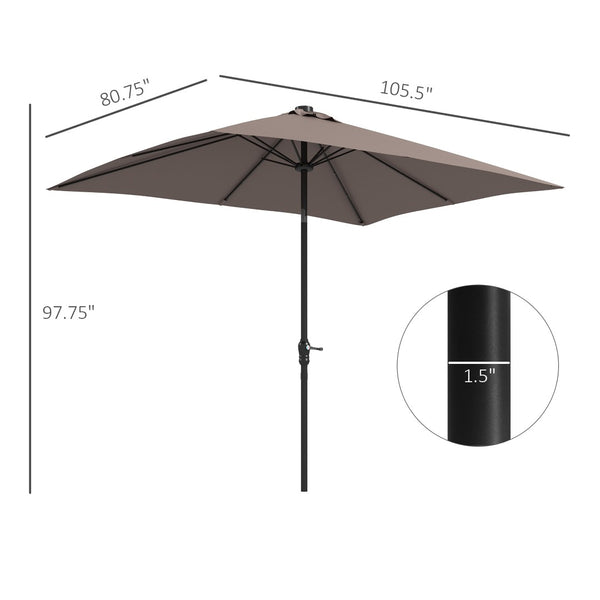 English Elm Outsunny 9' X 7' Solar Led Patio Umbrella With Crank & Tilt - Perfect For Garden, Deck, Poolside Fun! W2225P174172-GIGA