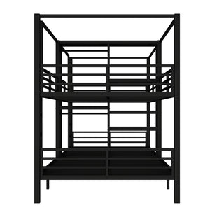 English Elm Full Size Quadruple Metal Bunk Bed With Storage & Wardrobe - Sturdy Design For Space-Saving Comfort W1580S00155