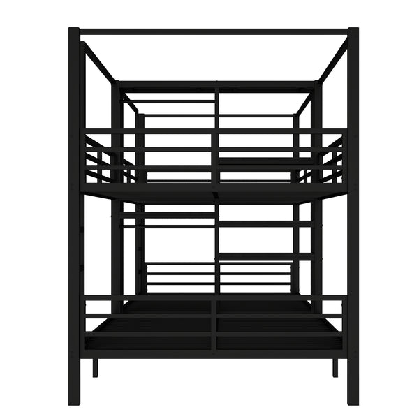 English Elm Full Size Quadruple Metal Bunk Bed With Storage & Wardrobe - Sturdy Design For Space-Saving Comfort W1580S00155
