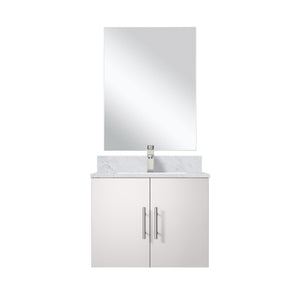 English Elm Glossy White Bathroom Vanity Set With Carrara Marble Top, Mirror, Faucet - Compact & Modern Design B2731S01301