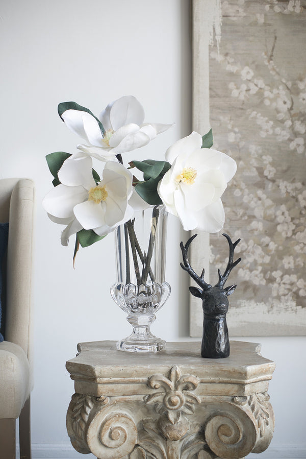 English Elm 6x4x11" Darby 8-Point Deer Head Statue — Distressed Black Resin Lodge Accent, Rustic Wood-Look Decor W2078P281357