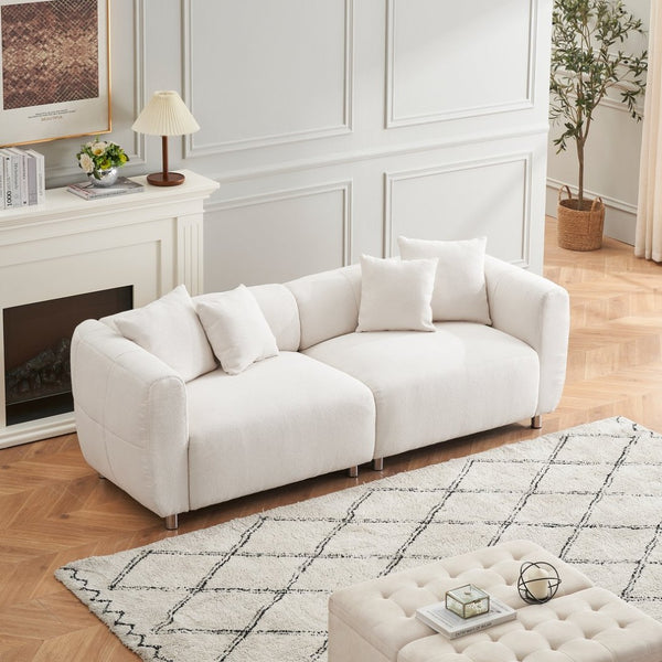 English Elm 89 Inch Lambswool Three Seat Sofa Solid Wood Frame with Metal Legs for Living Room W1658P328917