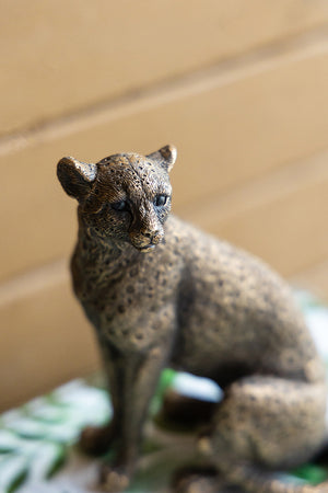 English Elm 5.1x3.5x6.1" Copper Panther Statue - Detailed Polyresin Wild Cat Decor, Lightweight Gift Accent for Home Office W2078P360882