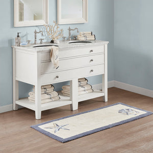 JLA Home Madison Park - Reversible High-Pile Tufted Bath Rug Coastal Shell & Seaside Motifs, Plush Cotton, Machine Washable MP72-5842