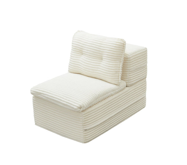 English Elm Multi Purpose Corduroy Sectional with Chaise Converts to King Floor Bed Deep Seat Beige W3219S00005