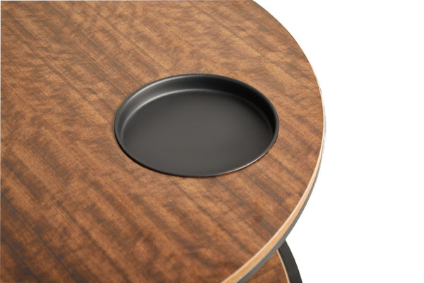 English Elm Round Coffee Table Antique Wood Finish Two Tier Open Shelf Modern Living Room Black Brown W1911P371570