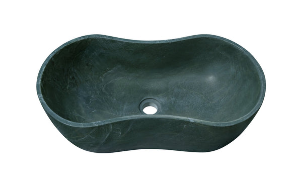 English Elm Green Natural Marble Vessel Sink - Luxurious Polished Stone For Timeless Bathroom Elegance, 23.6" X 14.2" W1696P333271
