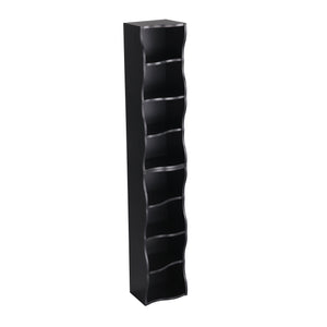 English Elm 8-layer ultra-thin 8-tier tall bookshelf with wavy edge design, space-saving display shelf for home office Black W487P339358