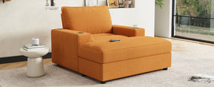 English Elm Christopher Knight Home® - 42.8" Oversized Chaise Lounge with Storage Ottoman, Corduroy Upholstery, USB Port & Cup Holders for Cozy Living Space Yellow N765P350851Y
