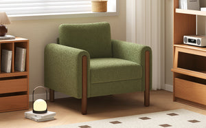 English Elm Christopher Knight Home® - Oversized Teddy Velvet Accent Chair with Curved Armrests, Tufted Mid-Century Design and Walnut Legs Green N765P189679N