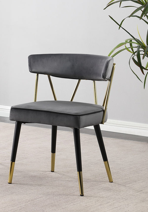 English Elm Glam Velvet Dining Chair Set of 2 with Gold Trim, Padded Foam Seat Upholstered Side Chairs for Home Decor Gray 35 L x 23 W x 20 H B011P353082