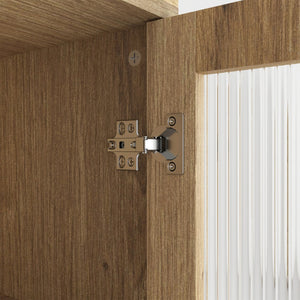 English Elm Natural Wood Grain Mdf Dome Cabinet with Led Lighting for Snack and Beverage Storage W3226P279091