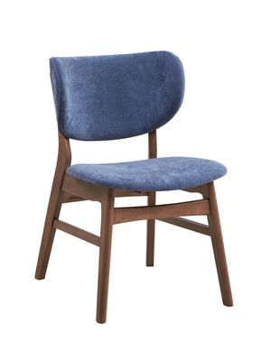 English Elm Bevis Blue Fabric Side Chairs Set of 2 - Walnut Finish, Padded Foam Seats, Water & Scratch Resistant B2726P391824