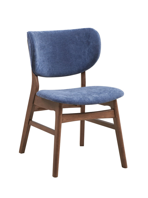 English Elm Bevis Blue Fabric Side Chairs Set of 2 - Walnut Finish, Padded Foam Seats, Water & Scratch Resistant B2726P391824