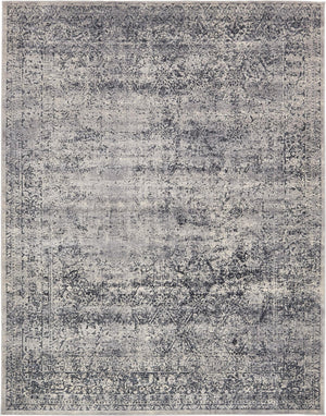 Unique Loom Chateau Jefferson Machine Made Border Rug Blue Gray, Beige/Gray 8' 0" x 10' 0"