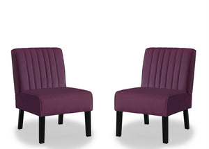 English Elm Reese Mid Century Modern Velvet Accent Chairs Set of 2 — Channel Tufted Comfort with Solid Wood Legs and Luxurious Upholstery Purple B2735P271033