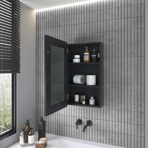 English Elm Medicine Cabinet Sanford Black Mirrored Door Engineered Wood, Slim 3-Shelf Bathroom Organizer, Durable Modern Storage 31.1x19.29x3.54 B092P238733