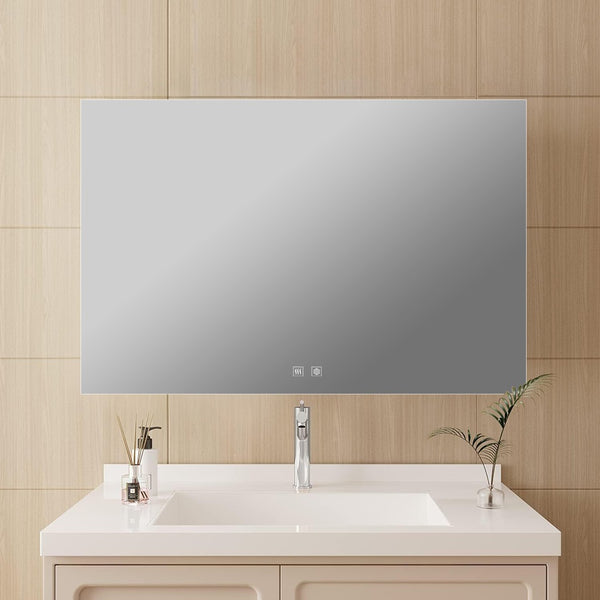 English Elm Vellum Frameless Led Backlit Vanity Mirror with Defogger for Spa Bath Spaces B2731P478340