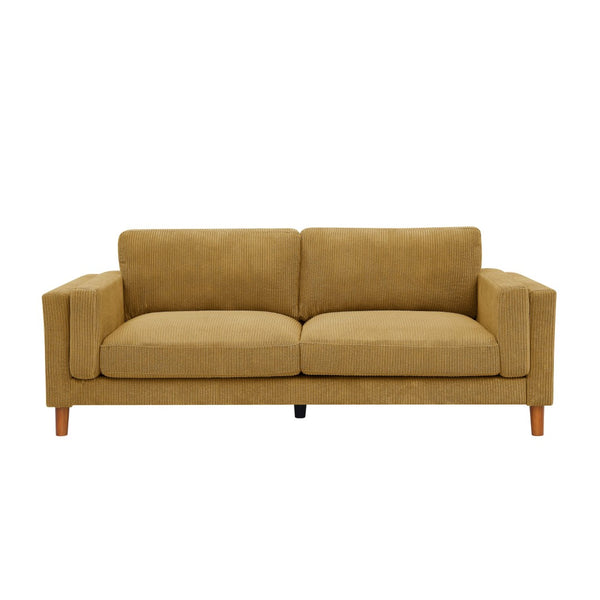 English Elm Corduroy Ribbed Upholstered Sofa with Square Arms Wooden Legs for Living Room Ginger B2748P412600