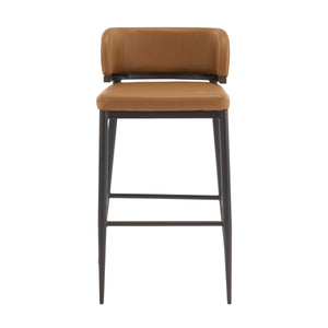 English Elm Christopher Knight Home® - Metal Industrial Leathaire Barstool Set of 2 with Comfortable Seat, Footrest, Non‑Slip Feet, Durable Frame Brown N771P247188W