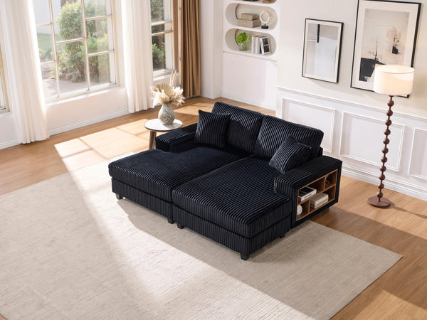 English Elm Convertible Corduroy Sleeper Sofa Chair - Oversized Modern Lounge, Plush Comfort For Guests & Home W1793S00034