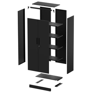 English Elm 72"h Steel Locking Storage Cabinet 4 Adjustable Shelves Powder Coated Garage Office W2735P457281