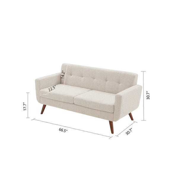 English Elm 65" Mid Century Modern Loveseat Button Tufted Linen Upholstered Sofa for Living Room T2694P420245