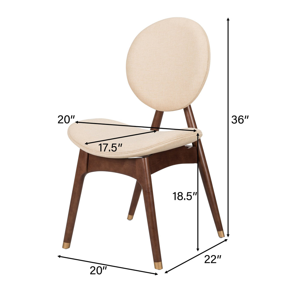English Elm Christopher Knight Home® - Nomi Upholstered Dining Chair with Solid Wood Frame, Curved Back Comfort and Durable Support Beige+Brown 42.75 L x 22.5 W x 14.75 H N776P340272A
