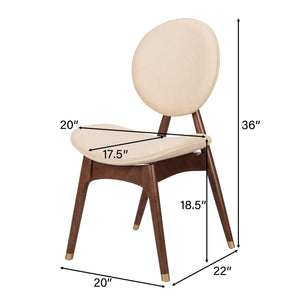 English Elm Christopher Knight Home® - Nomi Upholstered Dining Chair with Solid Wood Frame, Curved Back Comfort and Durable Support Beige+Brown 42.75 L x 22.5 W x 14.75 H N776P340272A