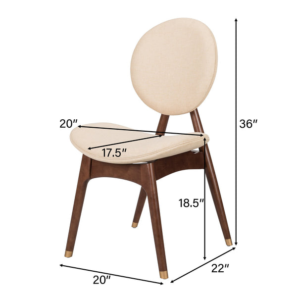 English Elm Christopher Knight Home® - Nomi Upholstered Dining Chair with Solid Wood Frame, Curved Back Comfort and Durable Support Beige+Brown 42.75 L x 22.5 W x 14.75 H N776P340272A