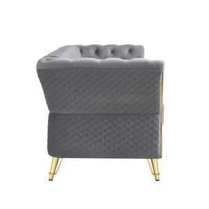 English Elm Modern Tufted Velvet Sofa with Gold Accent Frame and Flared Arms, High-Density Comfort Seating LIGHT GREY W579P329998