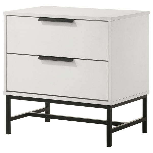 English Elm Yountville White 2-Drawer Nightstand with Bold Black Accents — Modern Bedside Table, Sleek Storage and Contrast Design B062P299794
