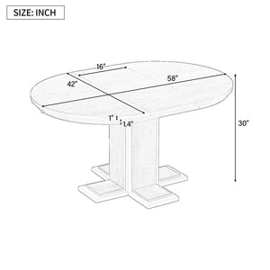 English Elm TREXM Retro Extendable Oval Dining Table with 16" Leaf, Double-Layer Pedestal, Durable Wood Finish Espresso XW000002AAP