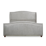 English Elm Carmen King Upholstered Wingback Panel Bed Frame, Silver Grey Polyester