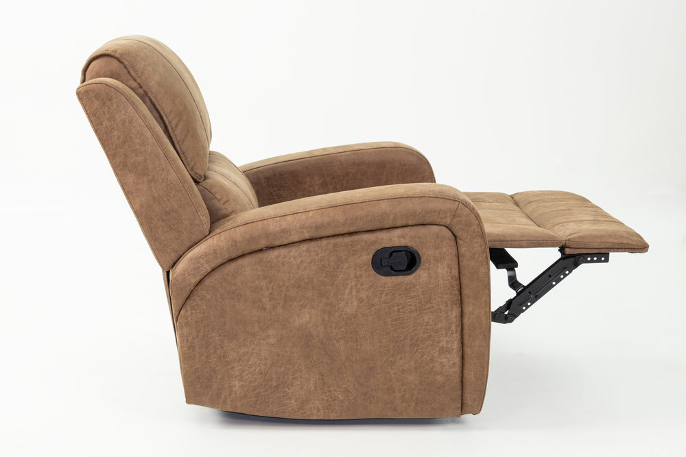 English Elm Single Manual Motion Recliner with Square Arms, Horizontal Tufting & Side Handle for Ultimate Comfort B089P240528