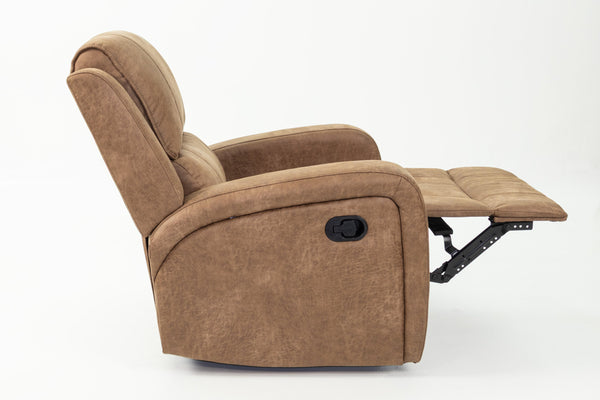 English Elm Single Manual Motion Recliner with Square Arms, Horizontal Tufting & Side Handle for Ultimate Comfort B089P240528