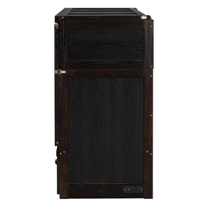 English Elm Queen Murphy Wall Bed with Pull Out Drawer and Built in Usb Charging Cabinet Espresso N708P205905P