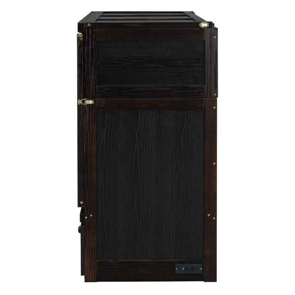 English Elm Queen Murphy Wall Bed with Pull Out Drawer and Built in Usb Charging Cabinet Espresso N708P205905P
