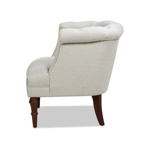 English Elm Jennifer Taylor Home - Katherine Tufted Accent Chair Sand Beige Polyester - Handcrafted Barrel Back, High-Density Foam Comfort B2719P364404