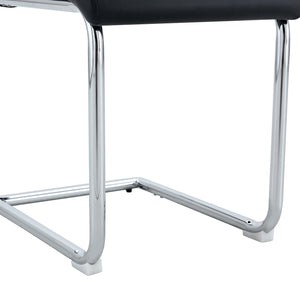 English Elm 6 Dining Chair Set Black PU Upholstered High-Back Chairs, Waterproof Stitching, Sturdy Legs, Easy Assembly W1151P203804